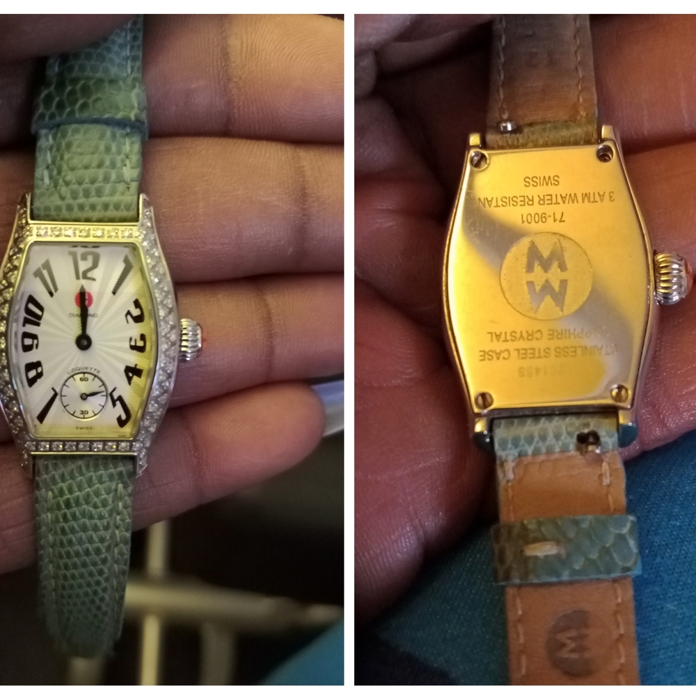 Silver and Green Watch